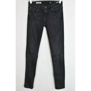 AG Adriano Goldschmied The Legging Super Skinny Jeans Sz 25 R Black Distressed